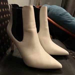 F21 white ankle booties